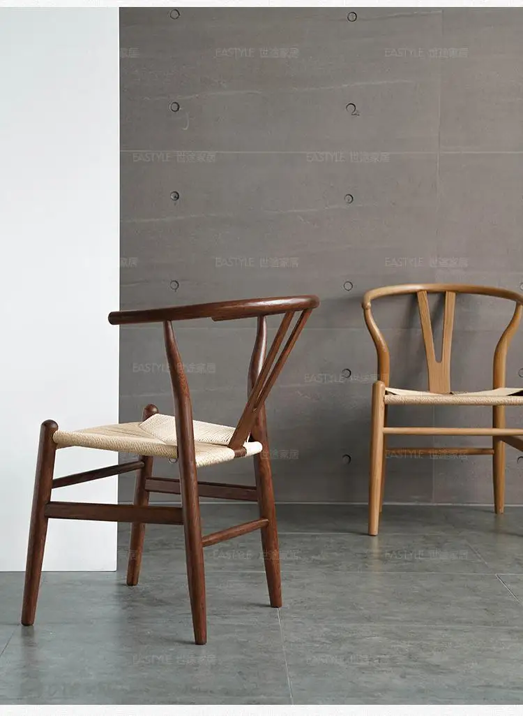 Y chair solid wood new Chinese modern minimalist Nordic dining lounge wicker white oak wishbone ci |