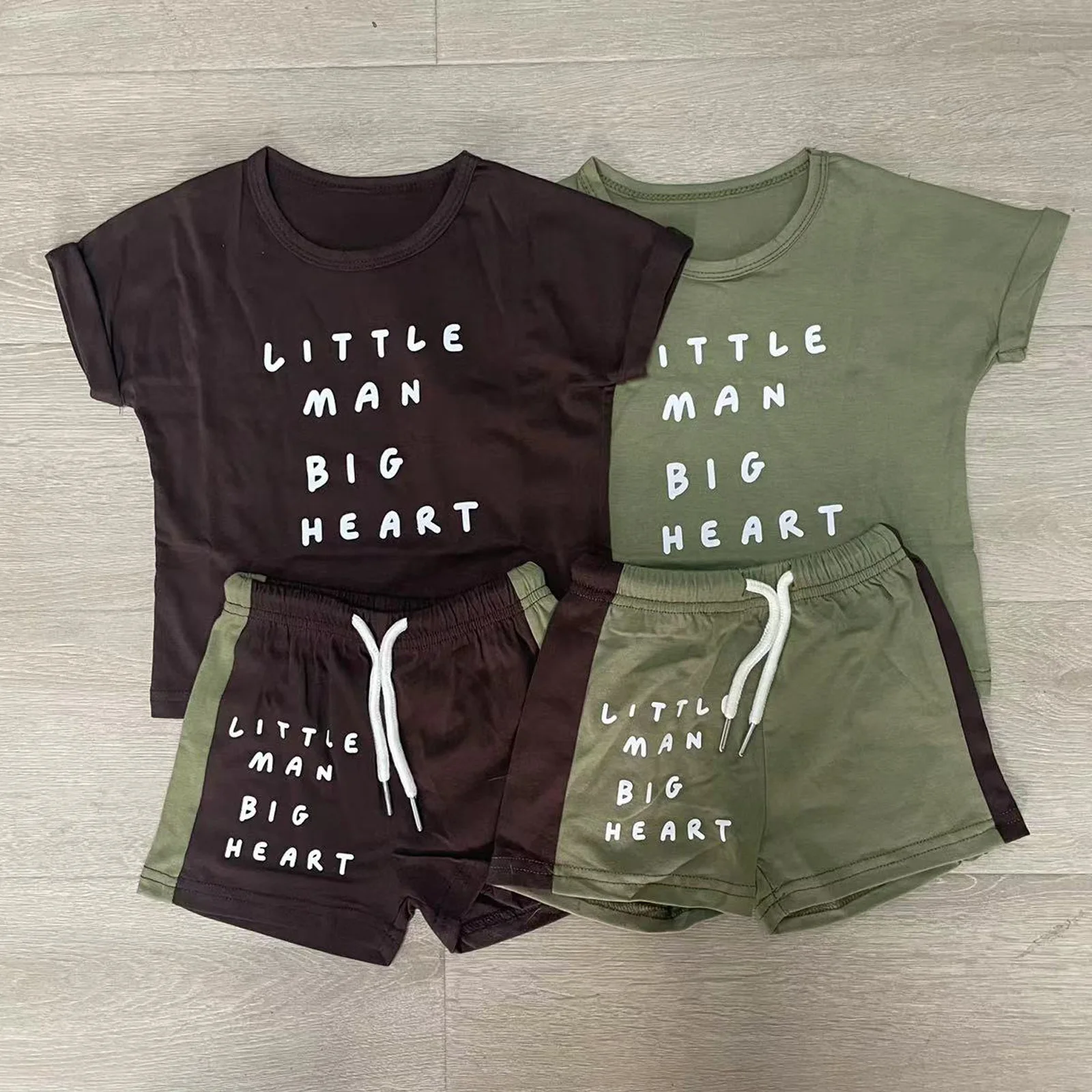 

Casual Children's Sports Suit Summer Toddler Kids Letters Short Sleeve T-shirt Color Block Shorts Baby Boy Girl 2PCS Clothes Set