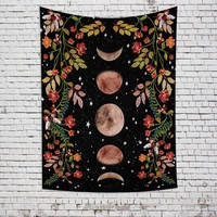 boho psychedelic moon phase starry tapestry flower wall hanging room sky carpet dorm tapestries art home decoration