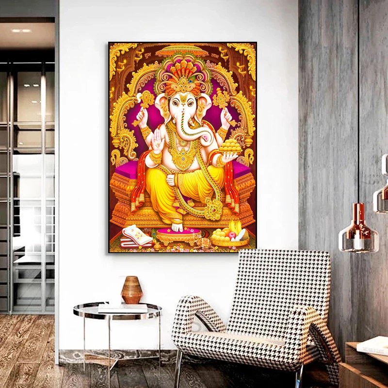 Индийская Shiva Parvati Ganesha Художественная Картина на холсте религиозный индуийский