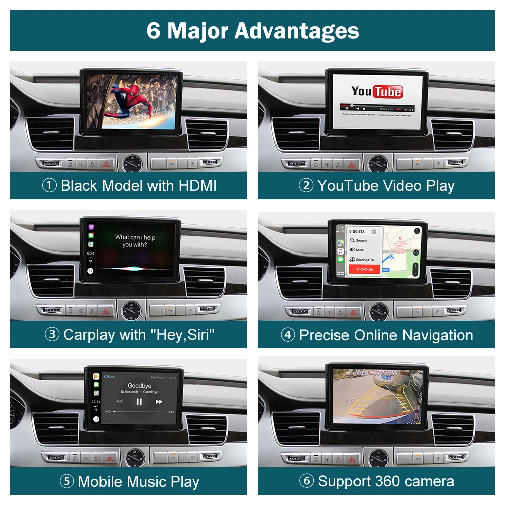 Беспроводной Apple CarPlay Android авто интерфейс для Audi A8 2012-2018 с зеркалом ссылка AirPlay