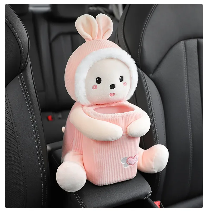 

Cute Cartoon Car Tissue Box Creative Lovely Rabbit Short Plush Tissue Box Holder for Car Armrest Box Car Seat Tissue Box
