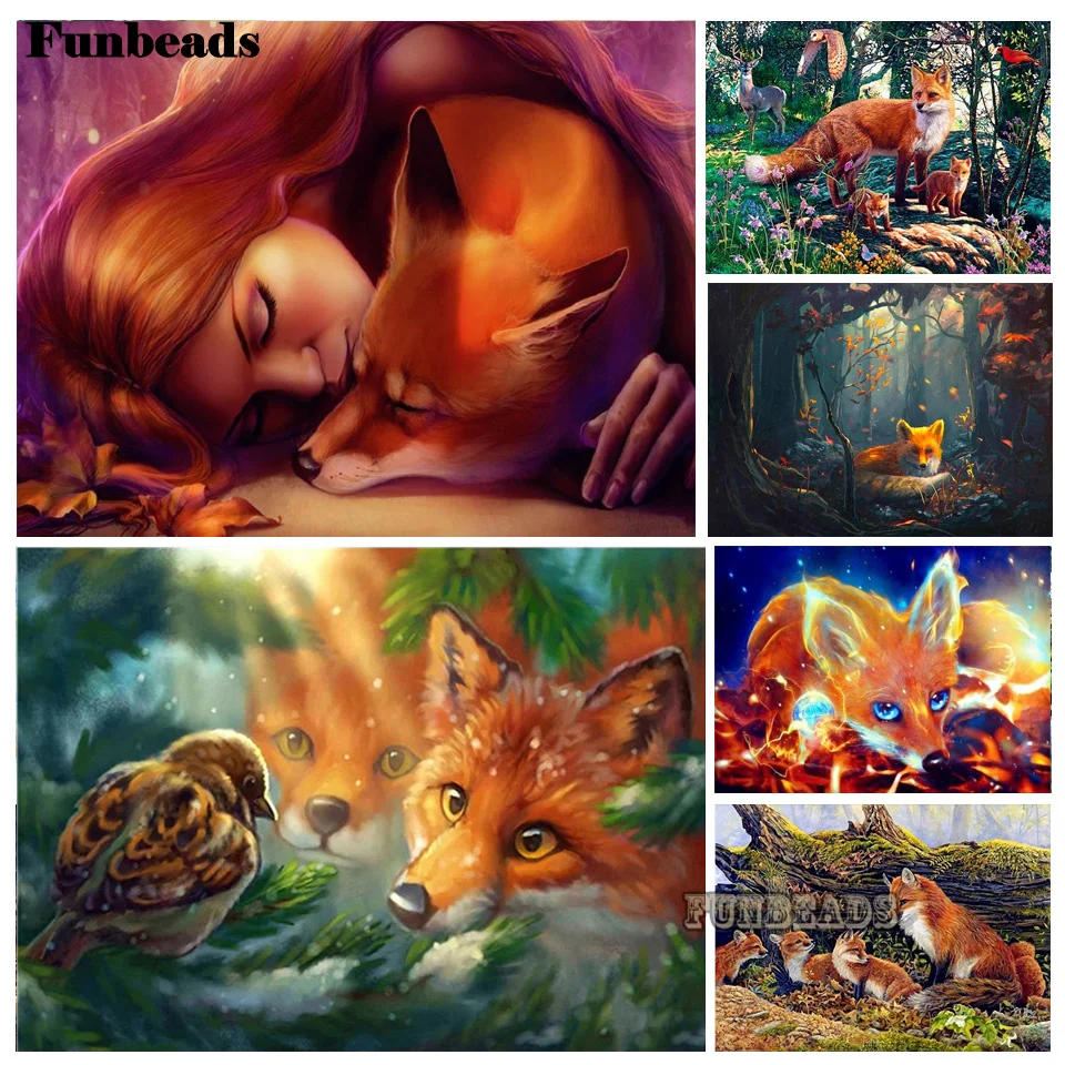 

5D алмазная живопись «сделай сам», полноразмерная Вышивка крестом из лисы, алмазная вышивка, бусины с животными, искусственное украшение для...
