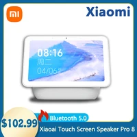xiaomi xiaoai touch screen speaker pro 8 bluetooth compatible 5 0 digital alarm clock wifi smart connection cameras video call