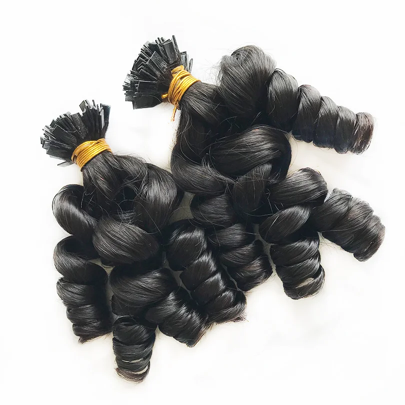 

Flat Tip Hair Extensons Wavy Malaysian Remy Human Hair Tip In 100 Strands Natural Black Nail Tip Extensions For Women