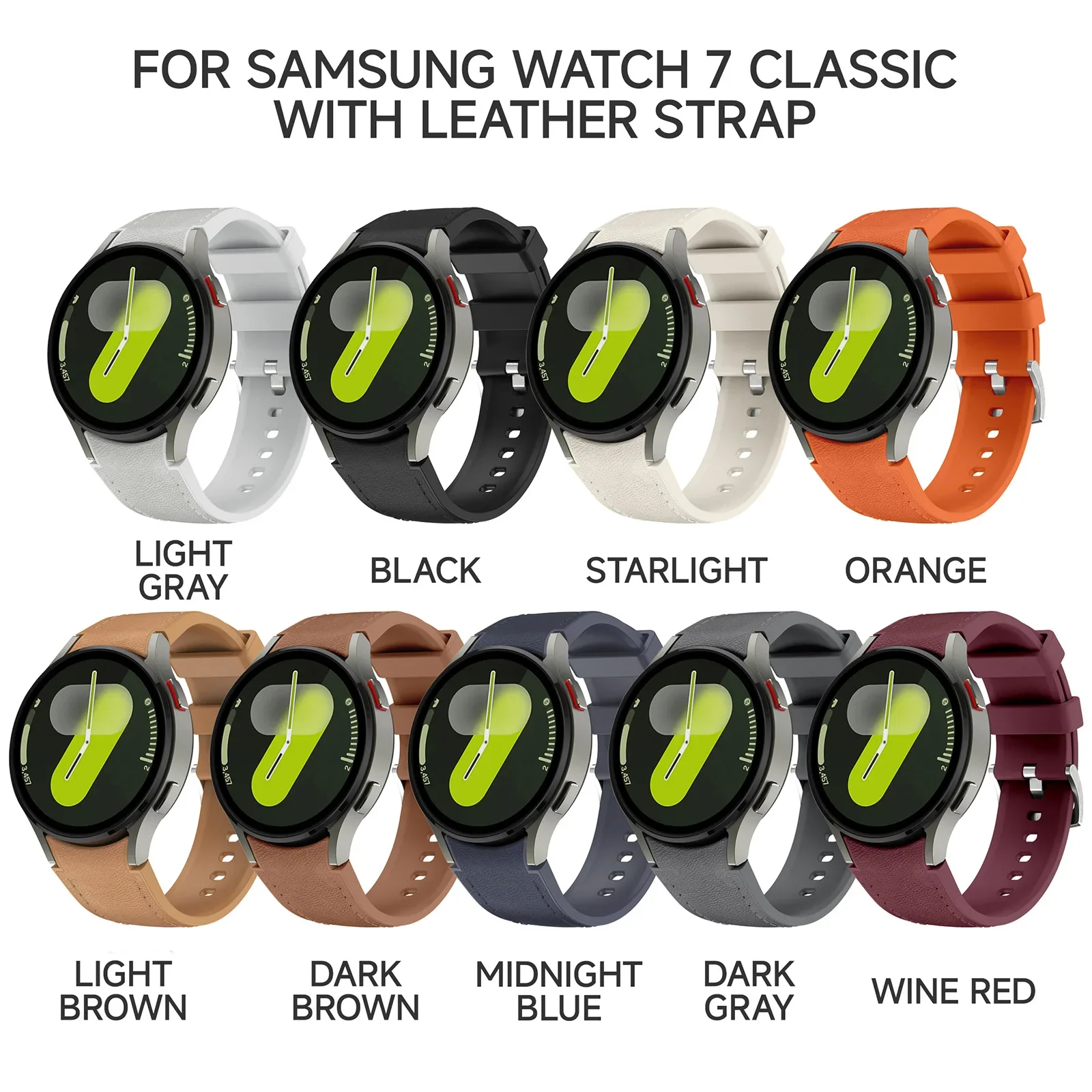 Силиконовый ремешок с кожаными вставками для Samsung Galaxy Watch 6-4 Classic 43474246 мм, 5 Pro 45 мм, удобный ремешок для Watch 7 6 5 4 4044 мм (art.: 3920db55dc557) - 3920db55dc557