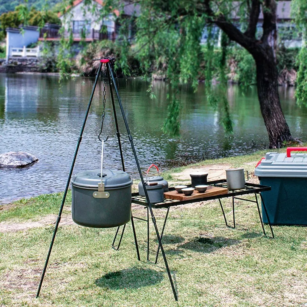 

Outdoor Camping Tripod Campfire Picnic Pot Roast Camp Fire Dutch Oven Cook
