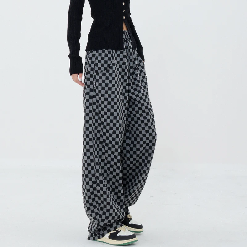 

Осенние Новые Шахматные спортивные брюки Sandro River, женские широкие брюки в стиле джаз, хип-хоп