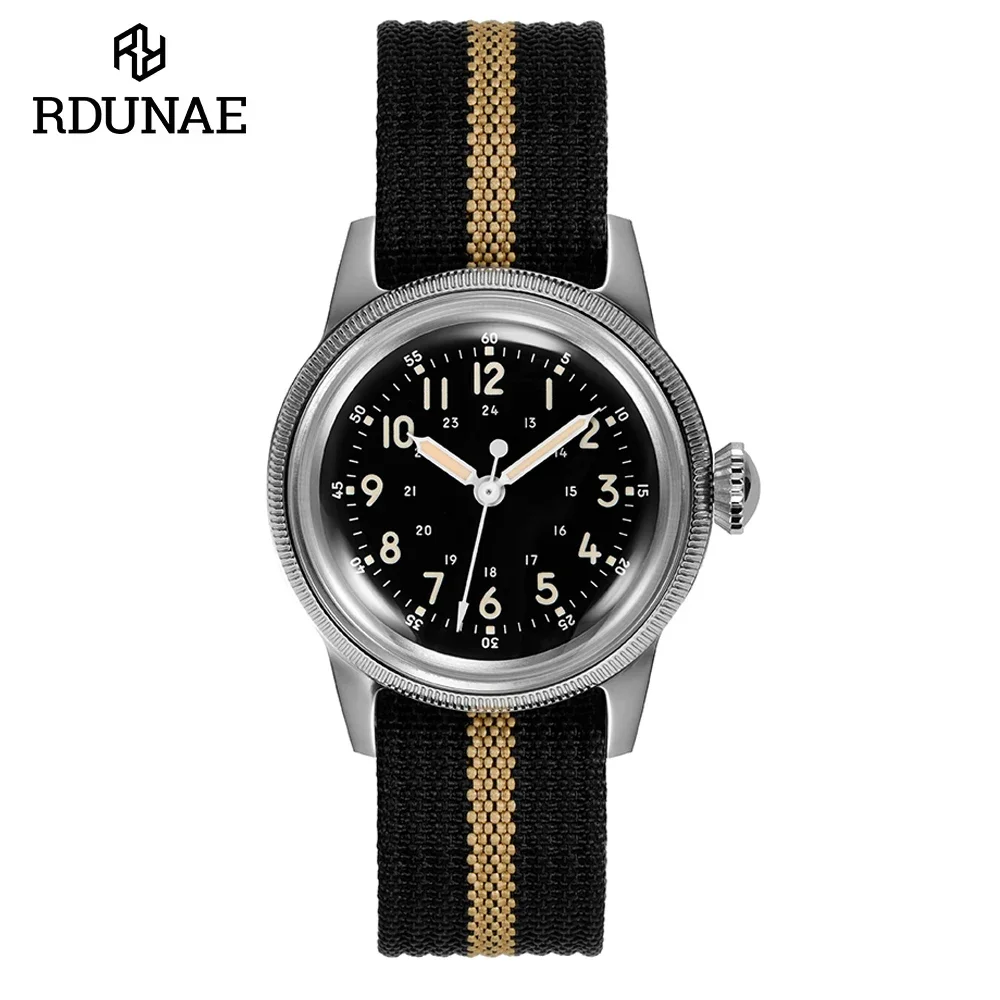 RDUNAE RA05 Ретро военные часы из нержавеющей стали 316L K1 минеральное стекло