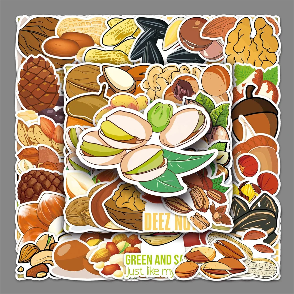 

10/30/50PCS Nut Food Cartoon Creative Graffiti Sticker Desk Suitcase Computer Guitar Skateboard Waterproof Sticker Wholesale