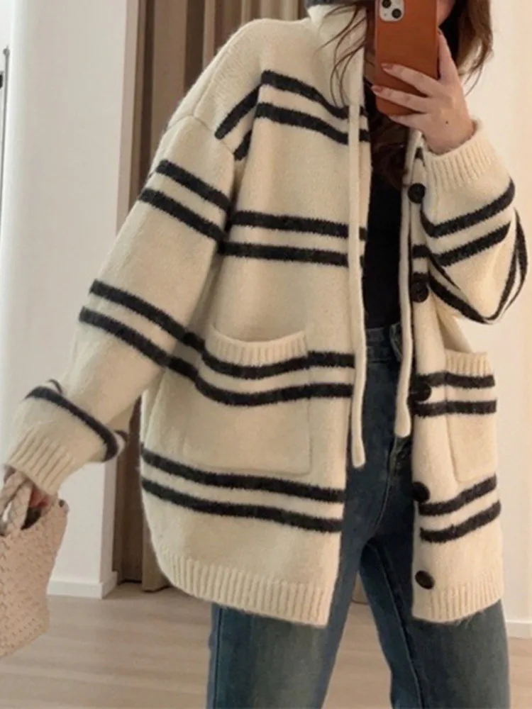 UCXQ модная куртка с капюшоном в корейском стиле свободный кардиган контрастную