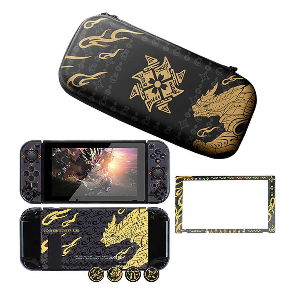 

Portable Storage Bag for Nintendo Switch with PC Hard Protective Case, Tempered Glass Screen Protector and 4pcs Thumb Grip Caps