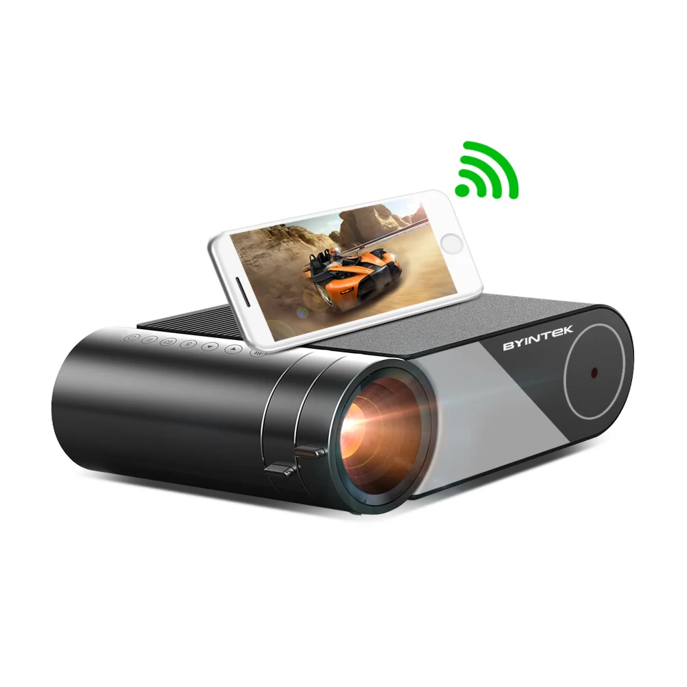 

Мобильный Android проектор Byintek, 1080p HD проектор для домашнего кинотеатра, длинный мультимедийный проектор по лучшей цене