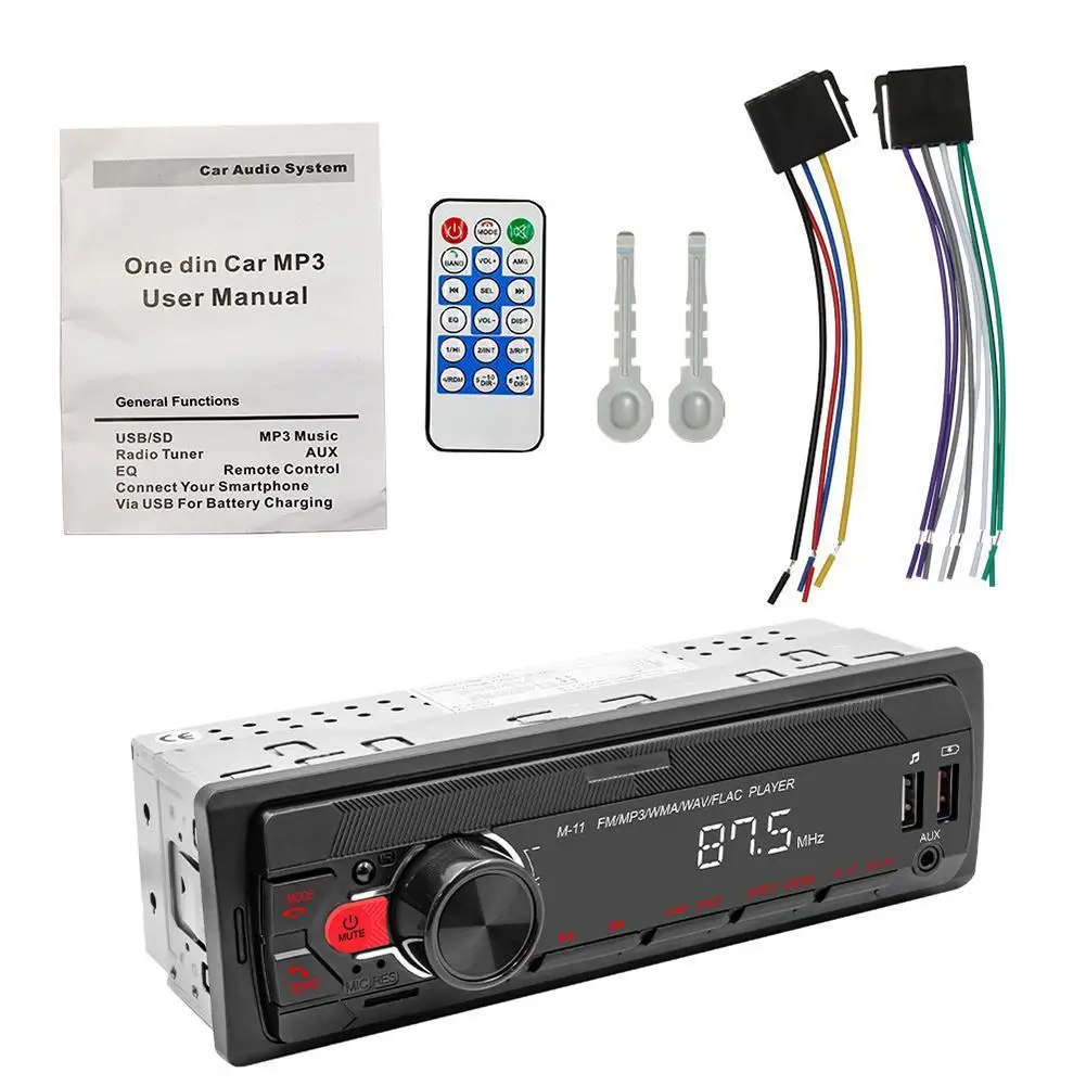 

Car Radio Bluetooth Multimedia Player Support USB Phone Charger TF Card AUX Audio Audio MP3 Player FM Radio With Colorful Light