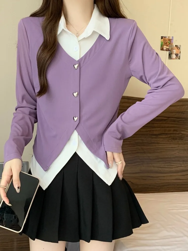 Женская одежда больших размеров Chubby Girl осенне-зимняя рубашка из двух предметов с