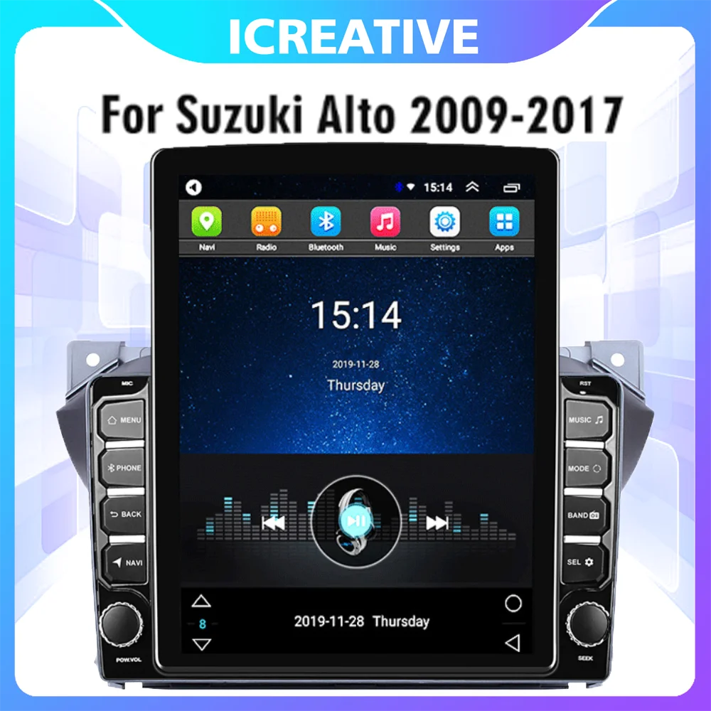 

Car Multimedia Player Autoradio For Suzuki Alto 2009-2017 2 Din 9.7" Tesla Screen GPS Navigator Android With Frame