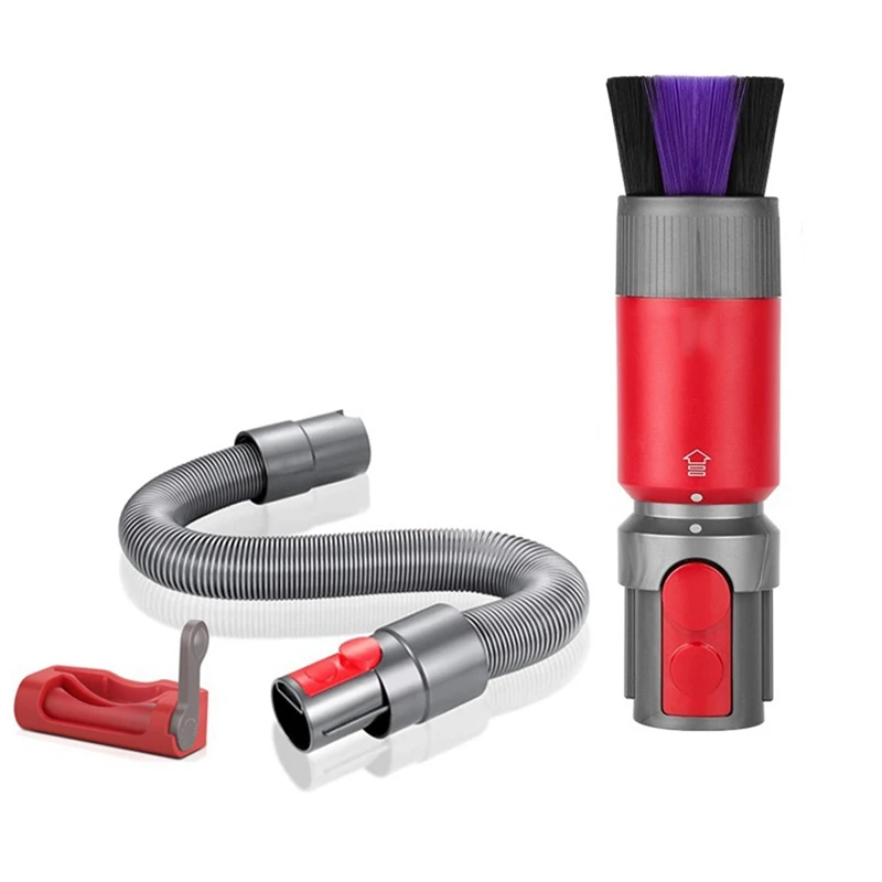 

Vacuum Brush Attachment For Dyson V7 V8 V10 V11 V15, Soft Brush Cleaning Tool With Extension Hose And Trigger Lock