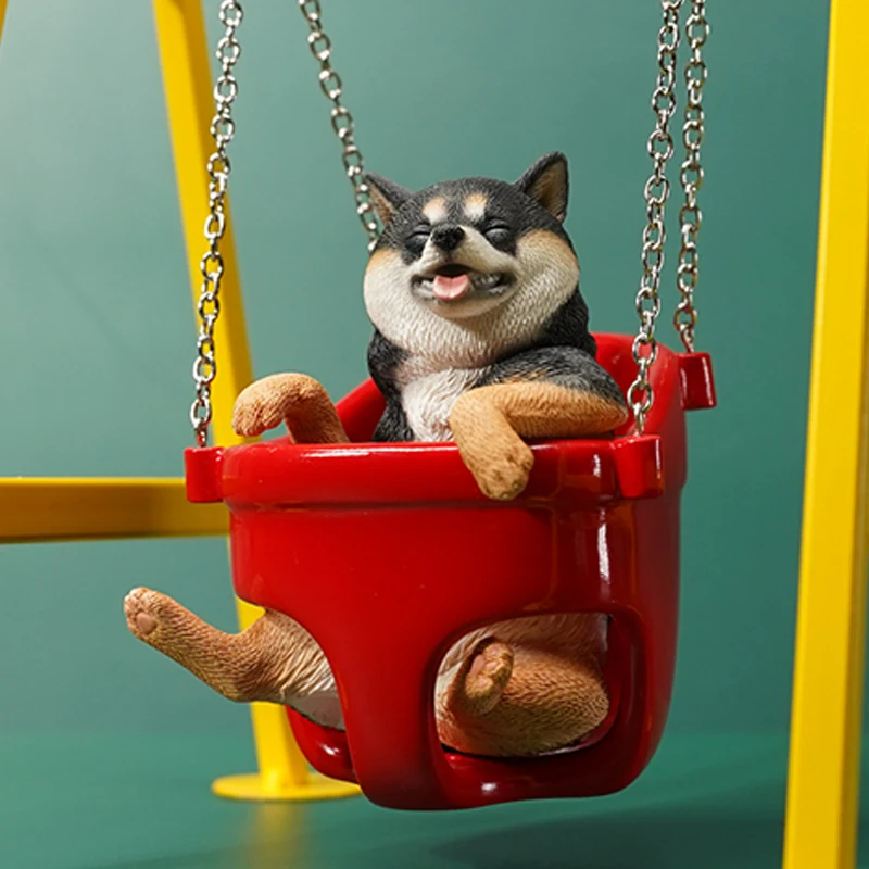 

JXK 1/6 Shiba Inu on A Swing Model Pet Dog Bag Pendant Hangings Animal Figure Decor Desk Accessories Creative Funny Gift Toys