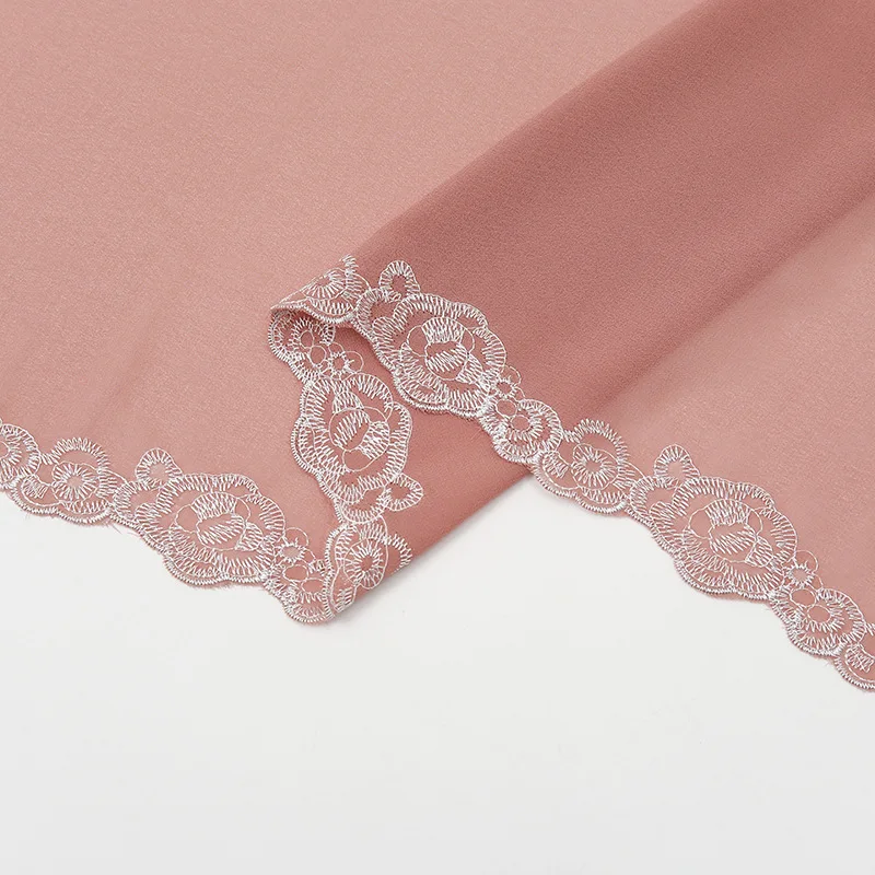 Lace Hijabe Bubble Chiffon Scarf Women Long Size Pashmina Lady Shawl Female Wraps Bandana Foulard Hijabs Solid Soft Beach Stoles
