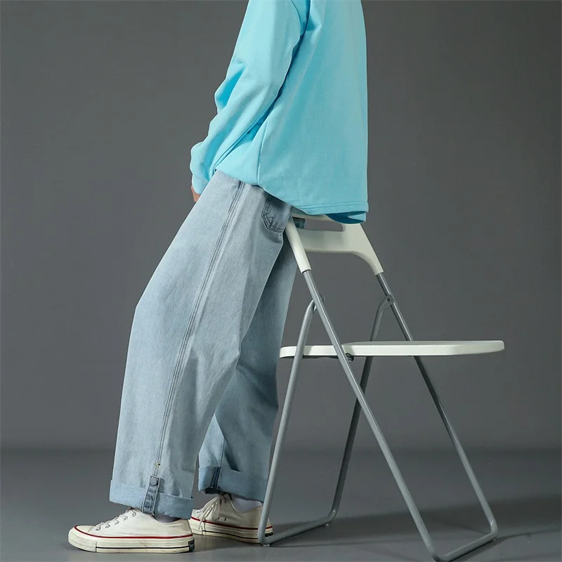 

Мужские джинсы на пуговицах Privathinker, повседневные свободные однотонные джинсовые брюки в Корейском стиле, уличная одежда, мужские Модные Брендовые брюки