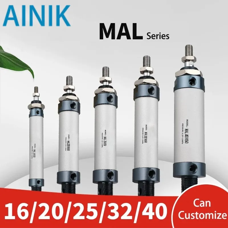 

Air Pneumatic Cylinders Double Compressed Air Cylinder MAL Mini Bore 16/20/25/32mm 40mm Stroke 25/50/75/100 200 Single Lever