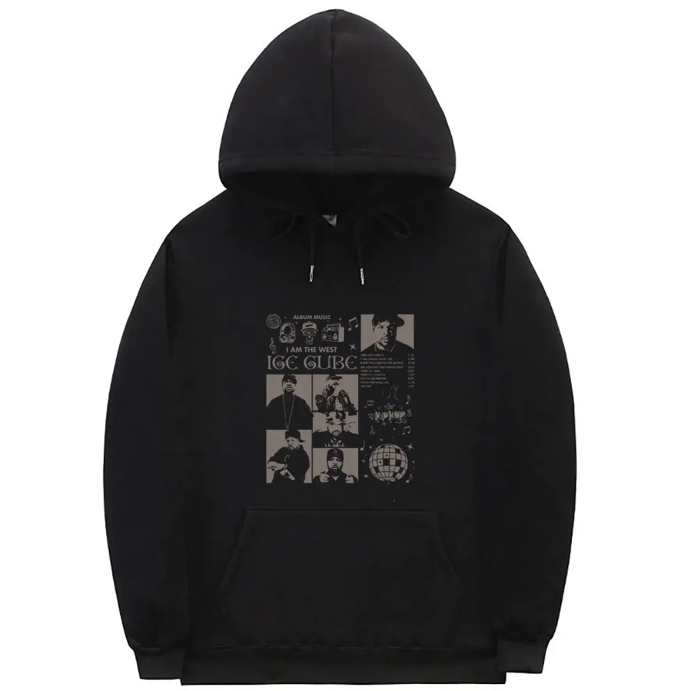

Hip Hop Rapper I Am The West Ice Cube Graphic Hoodie Men Fashion Loose Hooded Sportswear Men's Casual High Quality Streetwear