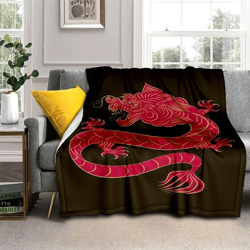 Мягкий плюшевый диван-кровать с принтом китайского дракона одеяла героями