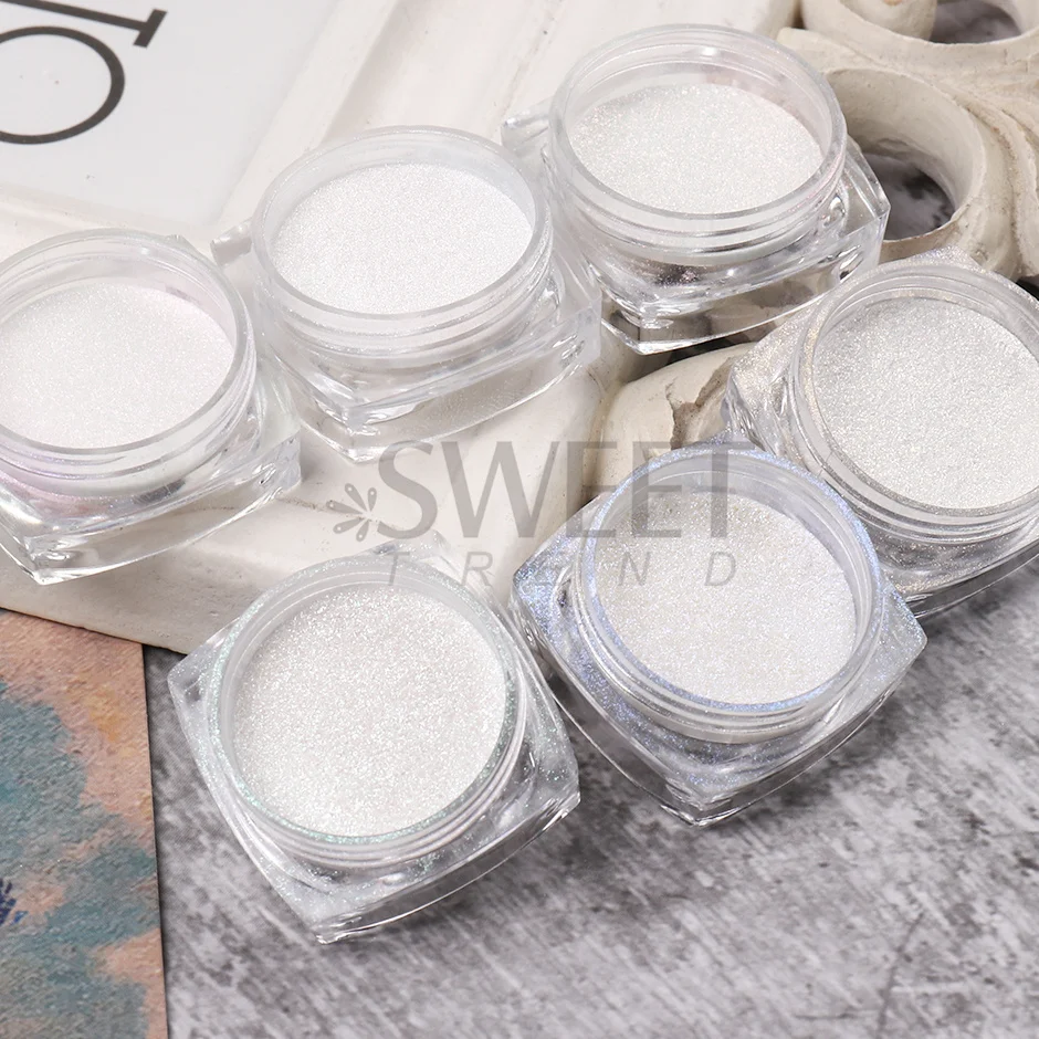 Mirror Pearl Shell Nail Powder Glimmer Moonlight White Chrome Pigment UV Gel Polish Rubbing Dust Iridescent Decoration SW8016 images - 6