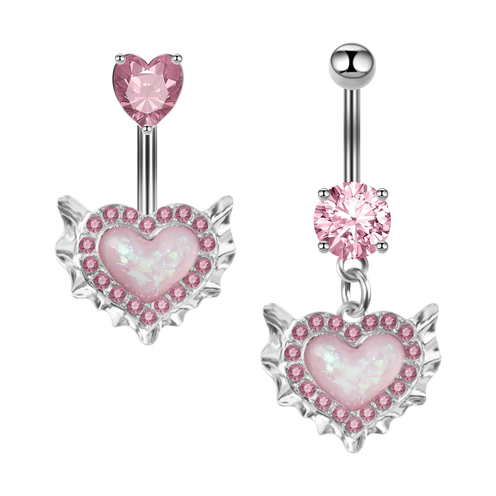 

New Pink Romantic Heart Shaped Aobao Bellybutton Ring Human Body Puncture Ornament