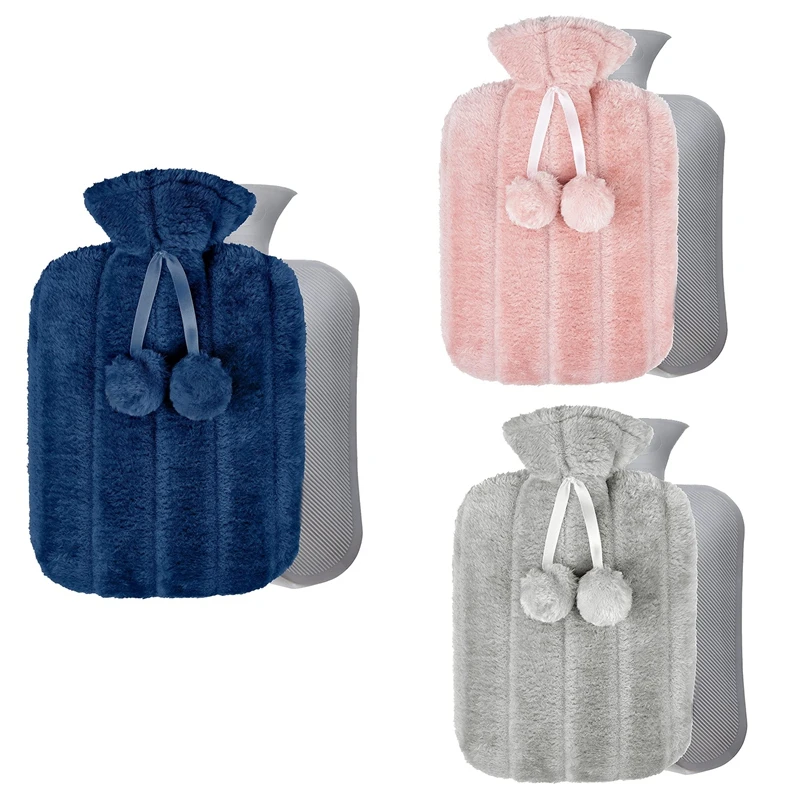 

2 л зимний защитный чехол Съемный плюшевый чехол для бутылки с горячей водой сохраняющий чехол темно-синий