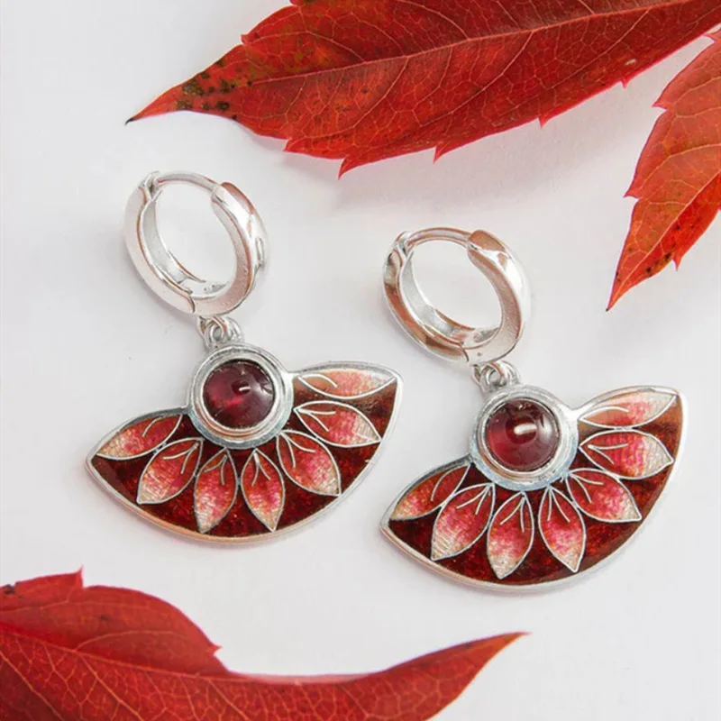 2 шт. винтажные серьги-подвески в виде цветов и листьев
