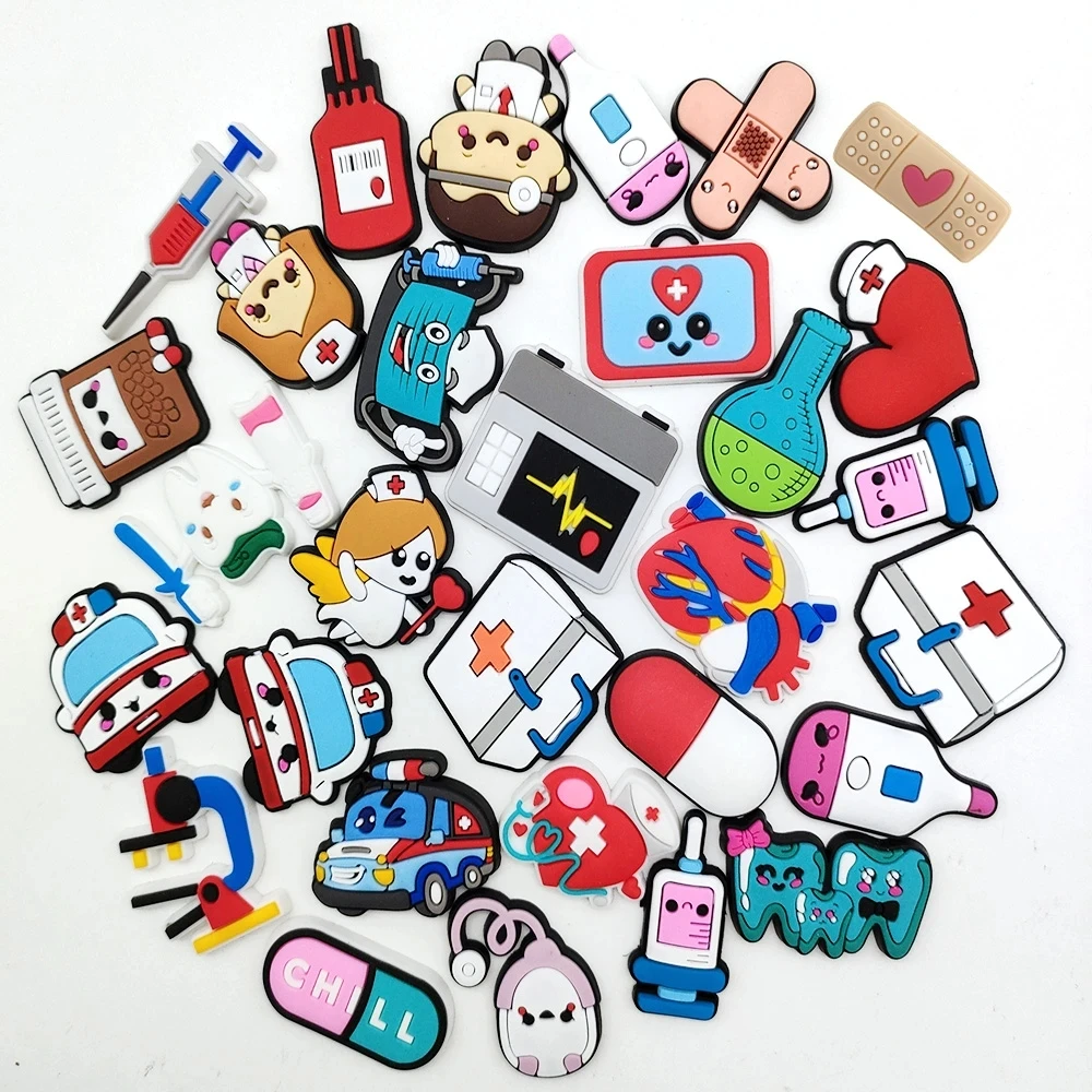 Hot Sale 21Pcs/Set Anime Medical Care Tools Shoes Charms Cute Pills/Bandage Diy Shoe Accessories Kids Gifts Jibz
