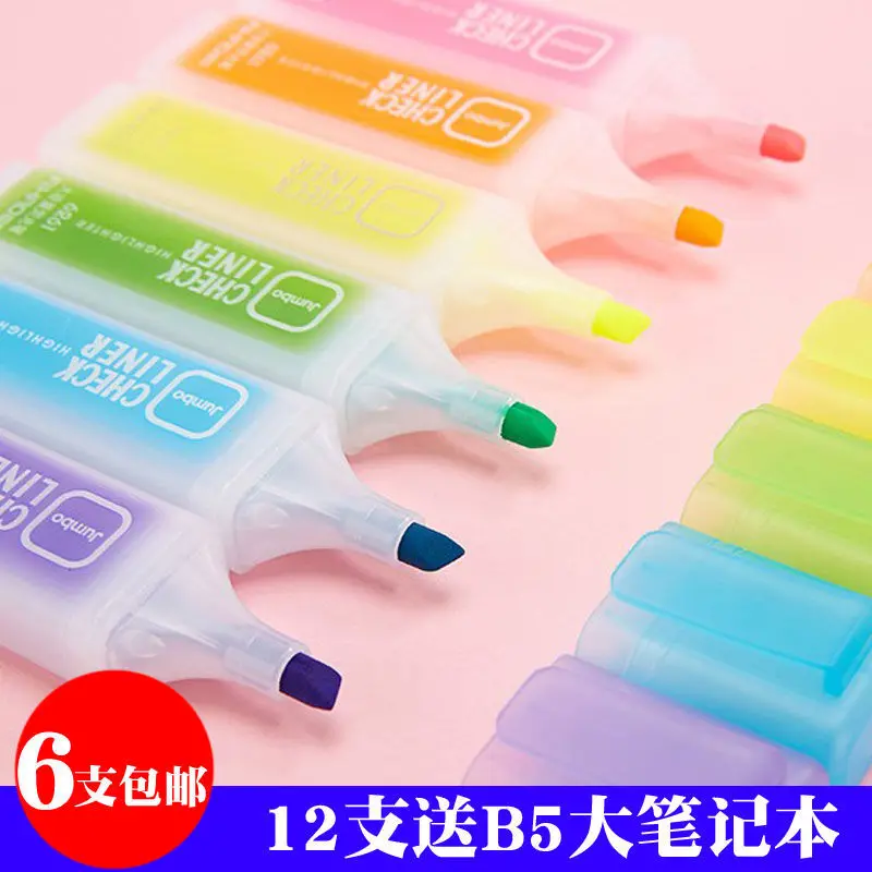 

Ученический маркер-Хайлайтер с косым углом, 6 цветов, корейский креативный цветной маркер-акцент 6261