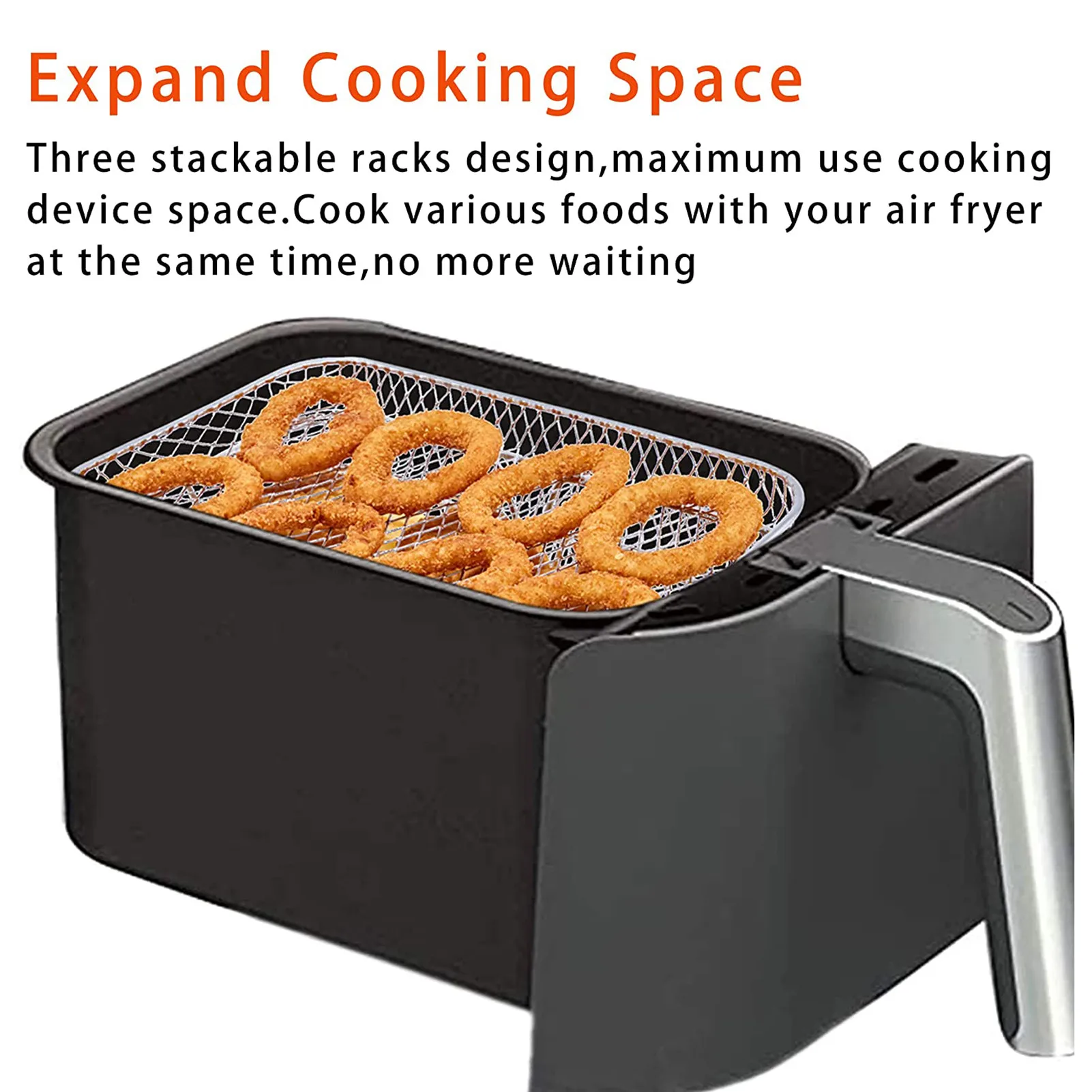 

Grill Stand Air Fryer 3 Layers Stackable Grill Food Stainless Steel Dehydrator Rack Home Kitchen Barbecue Rack Gadget Tools