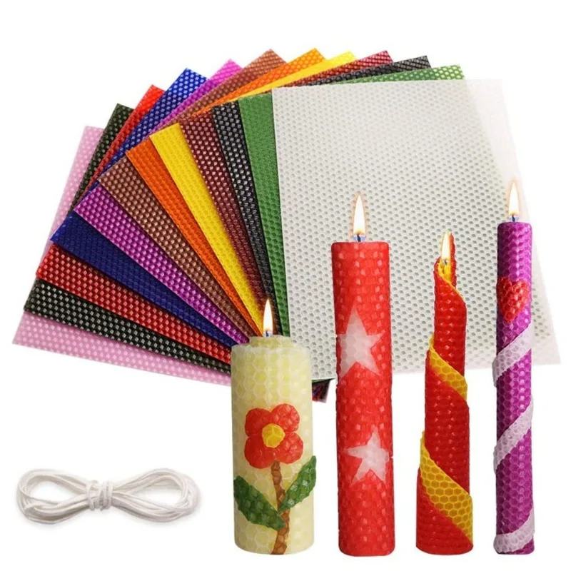 15*20CM Color Beeswax Sheet Candle Roll Mat Handmade DIY Beeswax Sheet Family Activity Material Pack Candle Making Materials