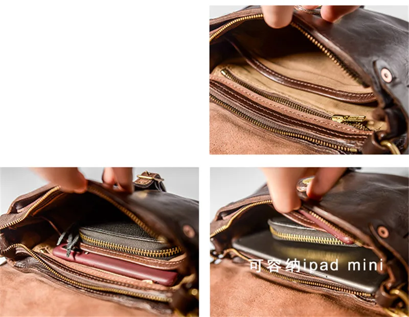 Top quality genuine leather men's shoulder bag fashion designer luxury outdoor travel first layer cowhide teens crossbody bag