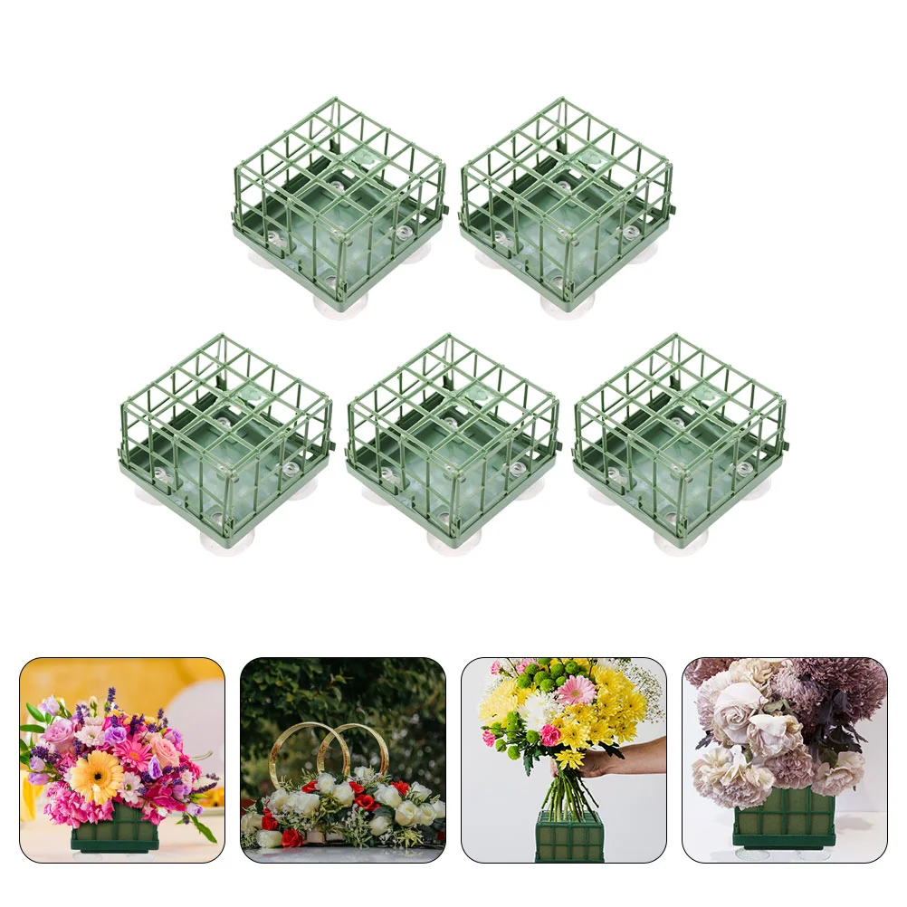 

5 Pcs Wedding Car Sucker Car Decoration Suction Cup Car Stickers Heart Floral Cage Arrangements Plastic Floral Cage Holder Bride