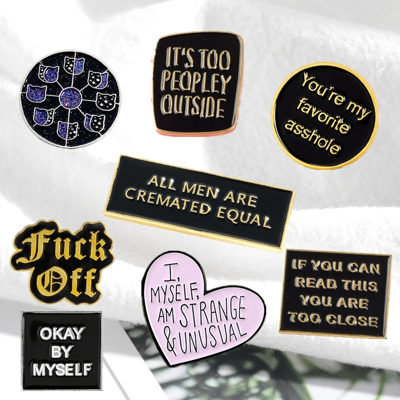 

Dripping Paint Cartoon Badges Funny Phrases Enamel Pin Lapel Clothes Backpack Brooch Creative Jewelry Gift
