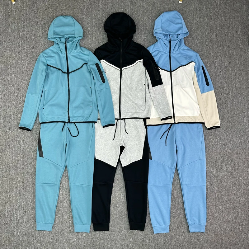 

2023 Spring and Autumn Men's Sports Suit Hooded Jacket High Quality Tech Cotton Outdoor Leisure Sports Suit Couples