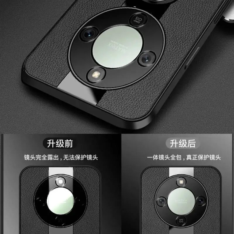 Фото Чехол для телефона Honor X9D из плексигласа, искусственная кожа, магнитный металлический держатель-подставка с кольцом, противоударная мягкая задняя крышка №4