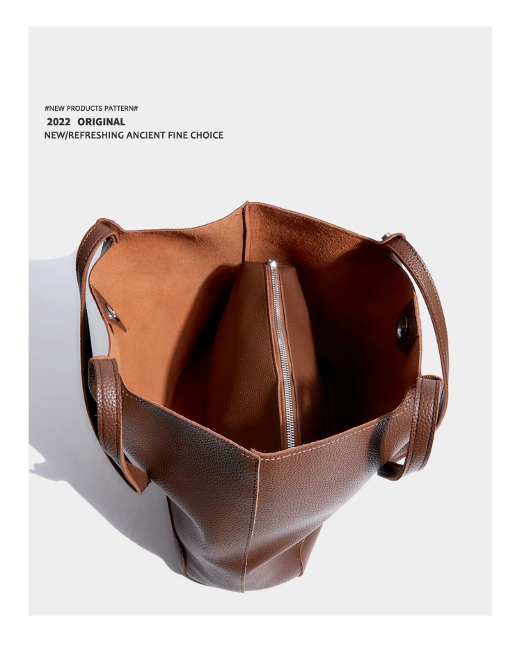 Elmsk Fashion Texture Large Capacity Tote Bag Commute Leather Shoulder Bag Women