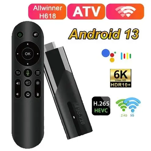 Приставка Смарт-ТВ M98 Y10 Android 13 OS BT 5 0 ATV Allwinner H618 2 4 ГГц