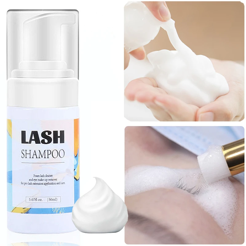 

60ml Eyelash Shampoo Gentle Non Irritating Eyelashes Grafting Extension Eyelid Pump Design Cleansing Mousse Eyes Makeup Clean