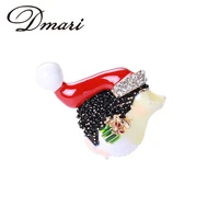 dmari women brooch cute christmas hedgehog with red hat badge enamel animal lapel pins vestival accessories luxury jewelry2022