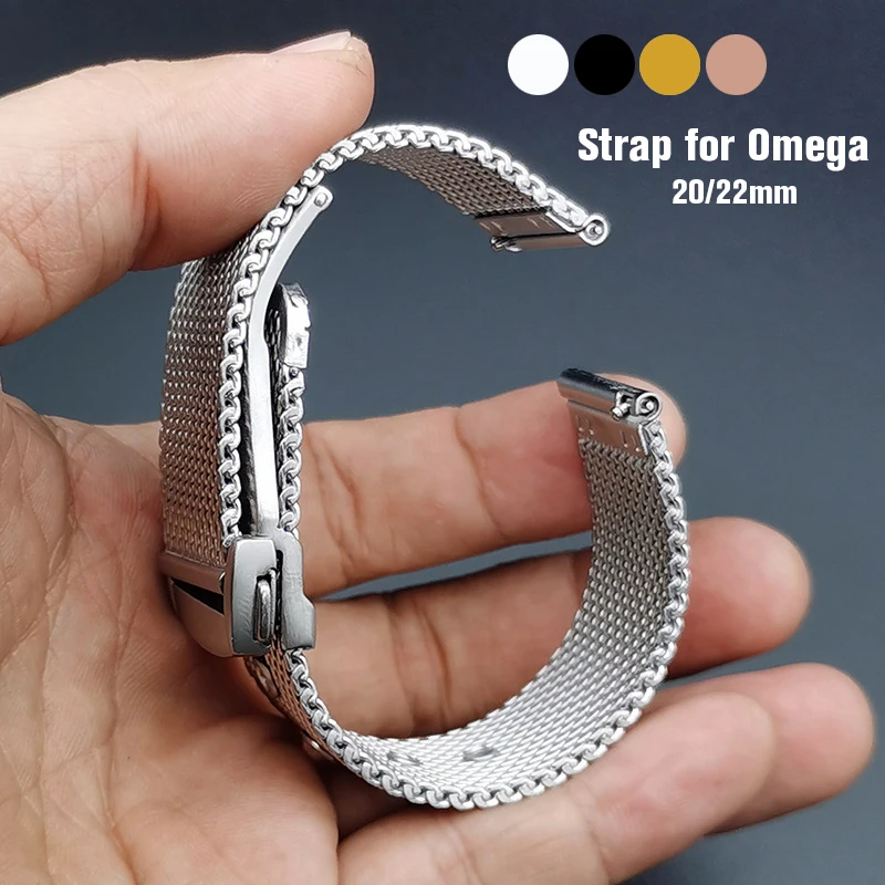 

Сетчатый ремешок для часов Omega 007 HEIMDALLR Seamaster, Роскошный Серебристый браслет для часов, сменный Браслет из нержавеющей стали, аксессуары для часов, 20 мм