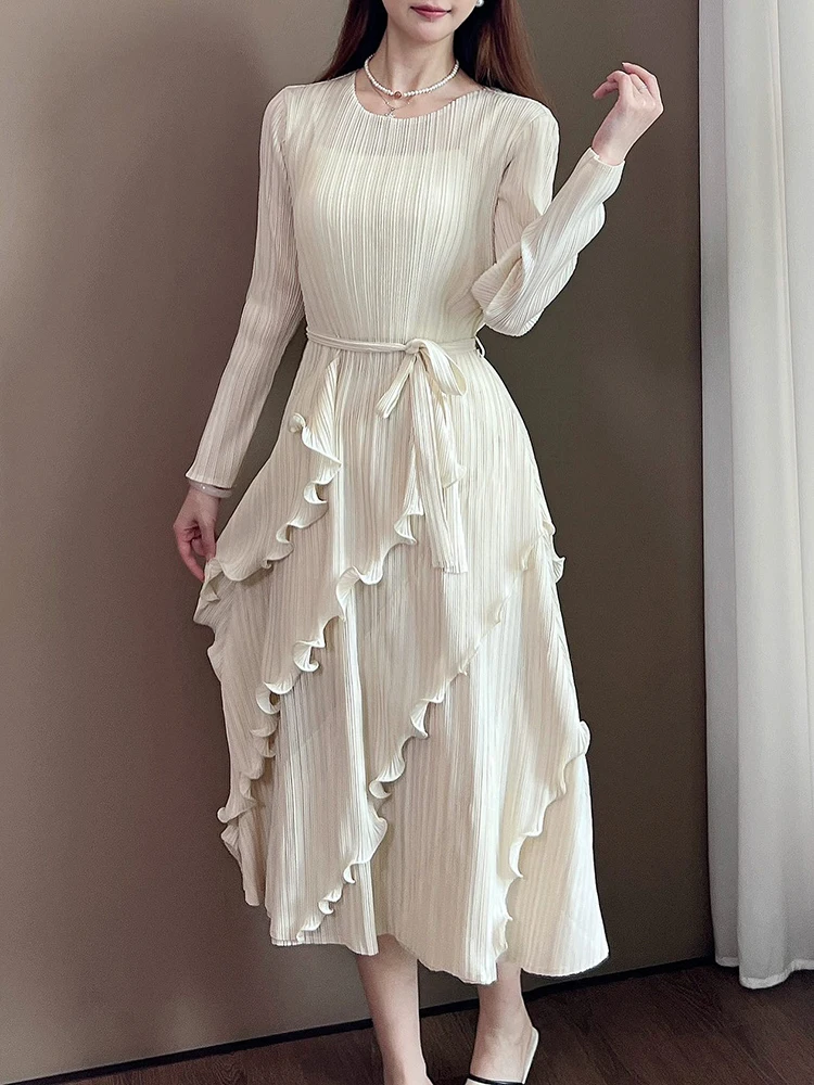 Плиссированное Платье GVUW в виде грибка женское ТРАПЕЦИЕВИДНОЕ ПЛАТЬЕ с круглым