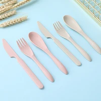 3 pcset japan style wheat straw portable tableware set creative kit outdoor home camping dinnerware with storage case
