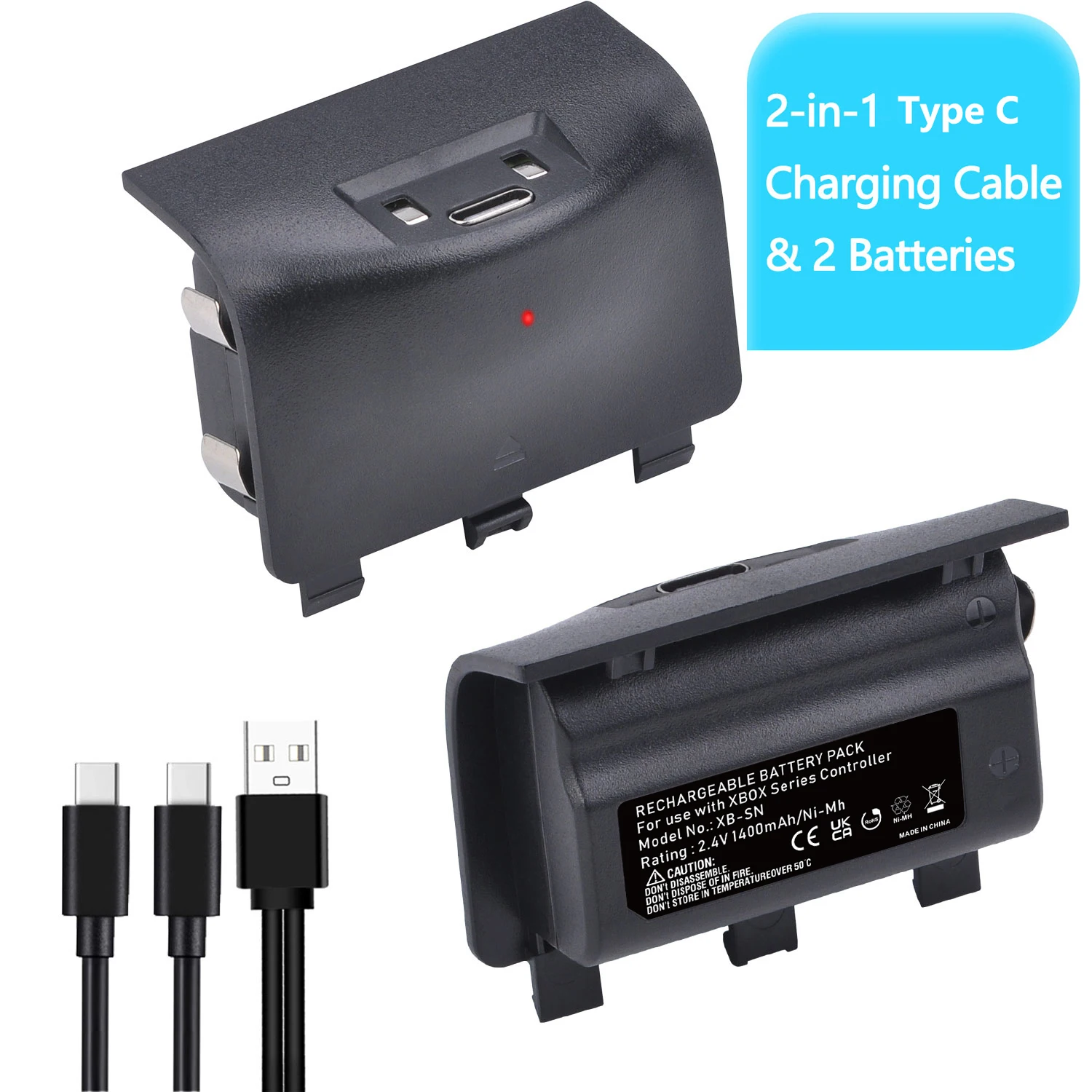 

Батарейка для контроллера Xbox серии X/S, 1400 мАч, 2 шт.