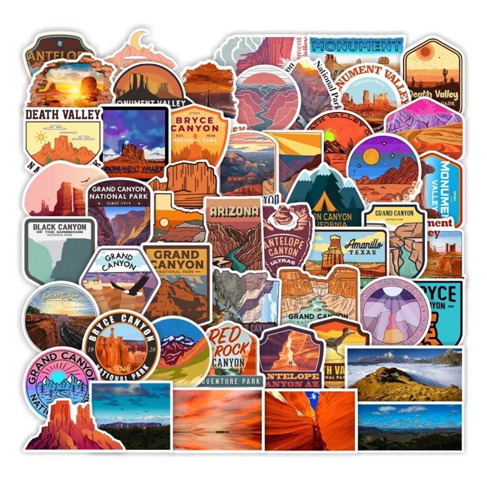 

10/30/50PCS Canyon Valley Landscape Series Graffiti Stickers For Toys Luggage Laptop iPad Journal Phone Case Sticker Wholesale