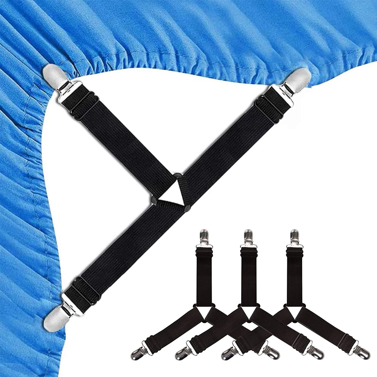 

4 Pcs Adjustable Mattress Gripper Clips Triangle Bed Sheet Holders Fitted Sheet Clips Sheet Suspenders Bed Mattress Cover Clips